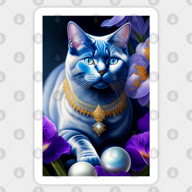 Pearly Blue British Shorthair Sticker by Enchanted Reverie